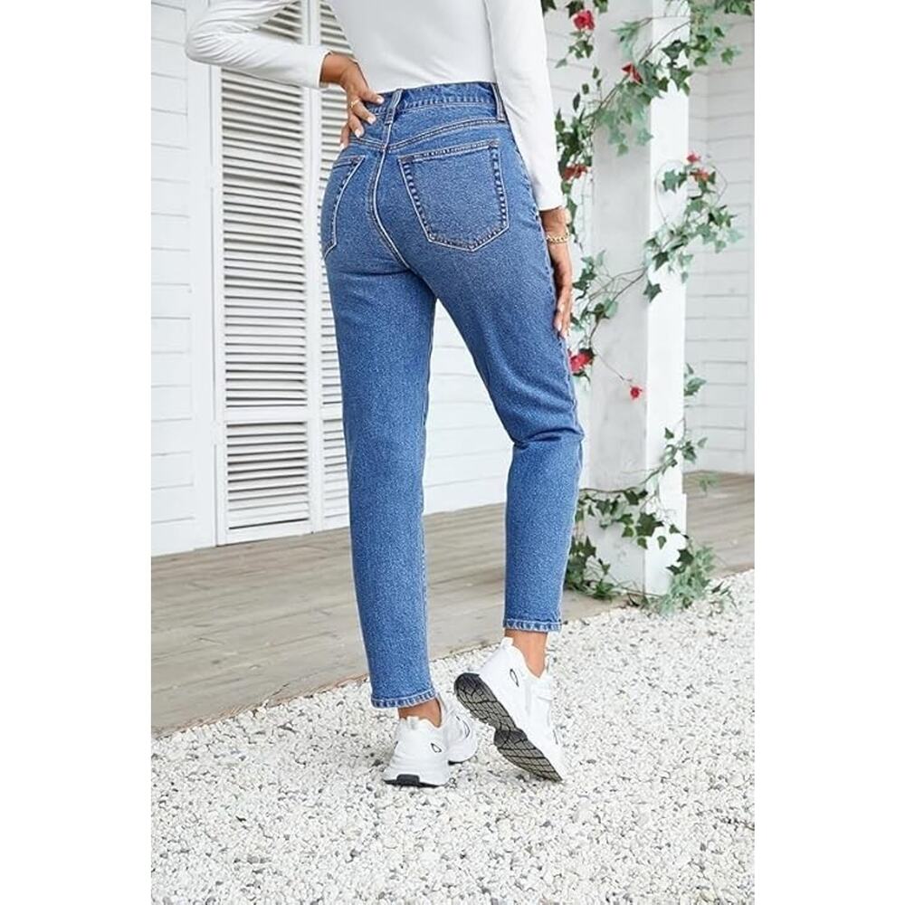 NEW w/Tags!! OFLUCK Straight Leg Mom Jeans Women High Waisted Boyfriend Fit